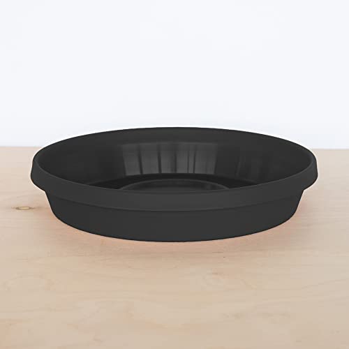 Bloem Terra Pot Round Drain Saucer: 20" - Black - Tray for Planters 15-20", Matte Finish, Durable Resin, Ribbed Bottom, for Indoor and Outdoor Use, Gardening, Planter Not Included