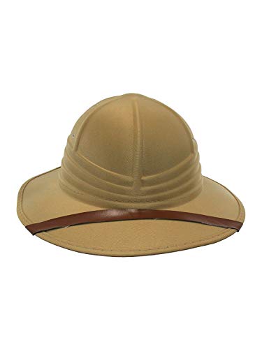 Nicky Bigs Novelties Adult Foam British Pith Helmet - Jungle Safari Zoo Keeper Sun Hats - Explorer Guide Helmets - Halloween Costume Accessory, Khaki, One Size