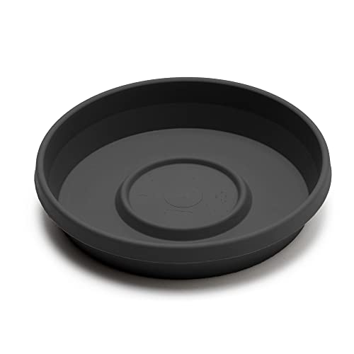 Bloem Terra Pot Round Drain Saucer: 20" - Black - Tray for Planters 15-20", Matte Finish, Durable Resin, Ribbed Bottom, for Indoor and Outdoor Use, Gardening, Planter Not Included