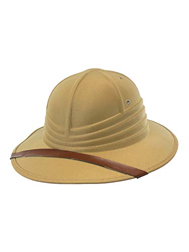 Nicky Bigs Novelties Adult Foam British Pith Helmet - Jungle Safari Zoo Keeper Sun Hats - Explorer Guide Helmets - Halloween Costume Accessory, Khaki, One Size