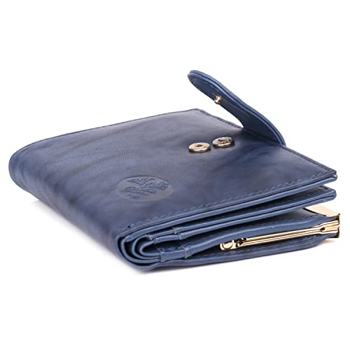 Buxton Heiress Leather Double Cardex Wallet 15 Credit Card Slots (Navy RFID Protected)