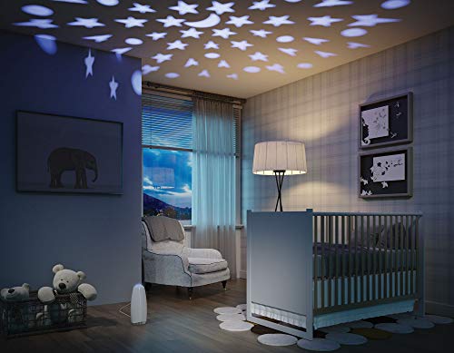 BabyAir Totally Silent, Small, Maintenance Free, Destroys 99,99% of Mold, Dustmite and Pet Allergens, Viruses, Bacteria, with Dimmable Star Light Ceiling Projection, No HEPA Needed.