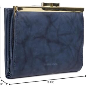 Buxton Heiress Leather Double Cardex Wallet 15 Credit Card Slots (Navy RFID Protected)