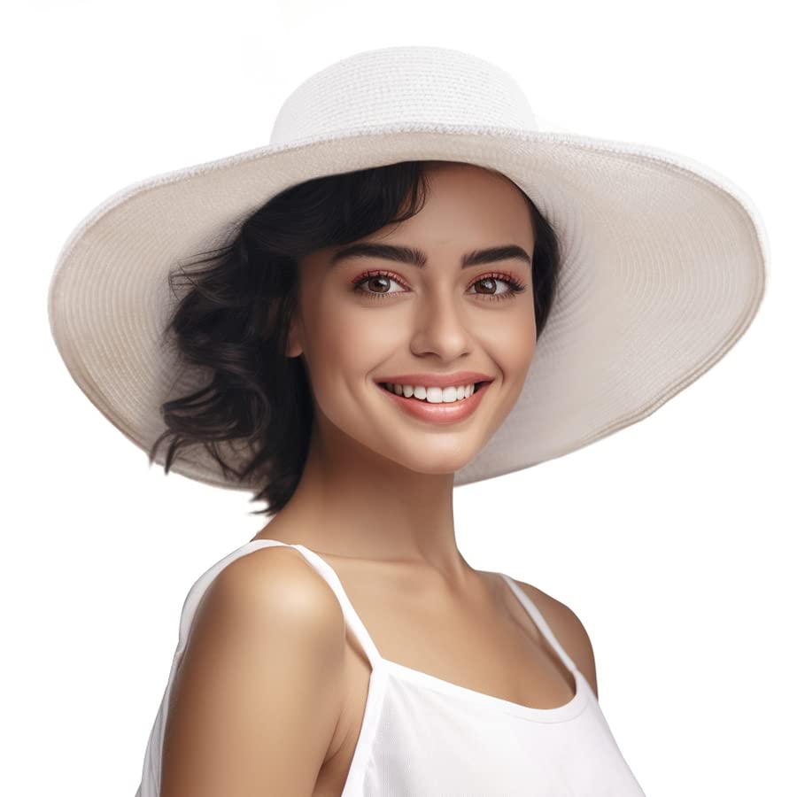 Wide Brim Sun Hat Womens - White Sun Hat Ladies Hat Women Straw Floppy Hat Beach