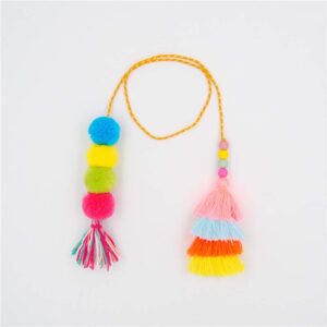 QTMY Cute Pom Pom Tassel Boho Purse Charms for Handbags Bag Pendant Keyring Keychain for Women Purse Decor