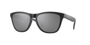 oakley oo9245 frogskins low bridge fit square sunglasses, matte black/prizm black polarized, 54 mm