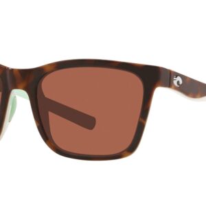 Costa Del Mar Womens Panga Square Sunglasses, Shiny Tort/White/Seafoam/Copper Polarized-580P, 56 mm