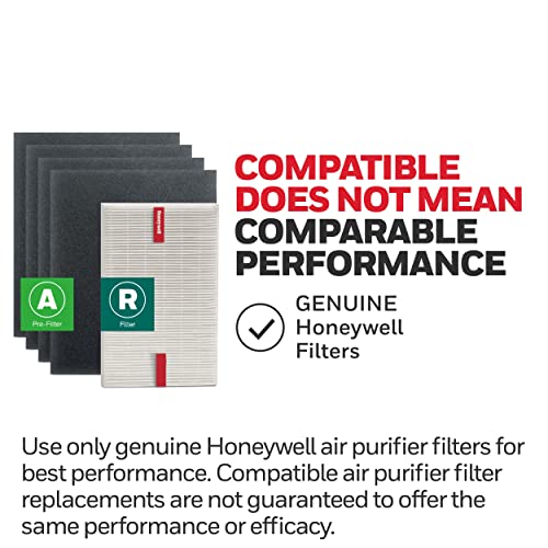 Honeywell HEPA Air Purifier Filter Kit – Includes 1 HEPA R Replacement Filter and 4 A Carbon Pre-Cut Pre-Filters – Airborne Allergen Air Filter Targets Wildfire/Smoke, Pollen, Pet Dander, and Dust