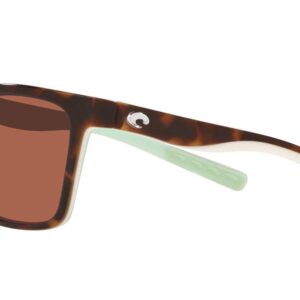 Costa Del Mar Womens Panga Square Sunglasses, Shiny Tort/White/Seafoam/Copper Polarized-580P, 56 mm