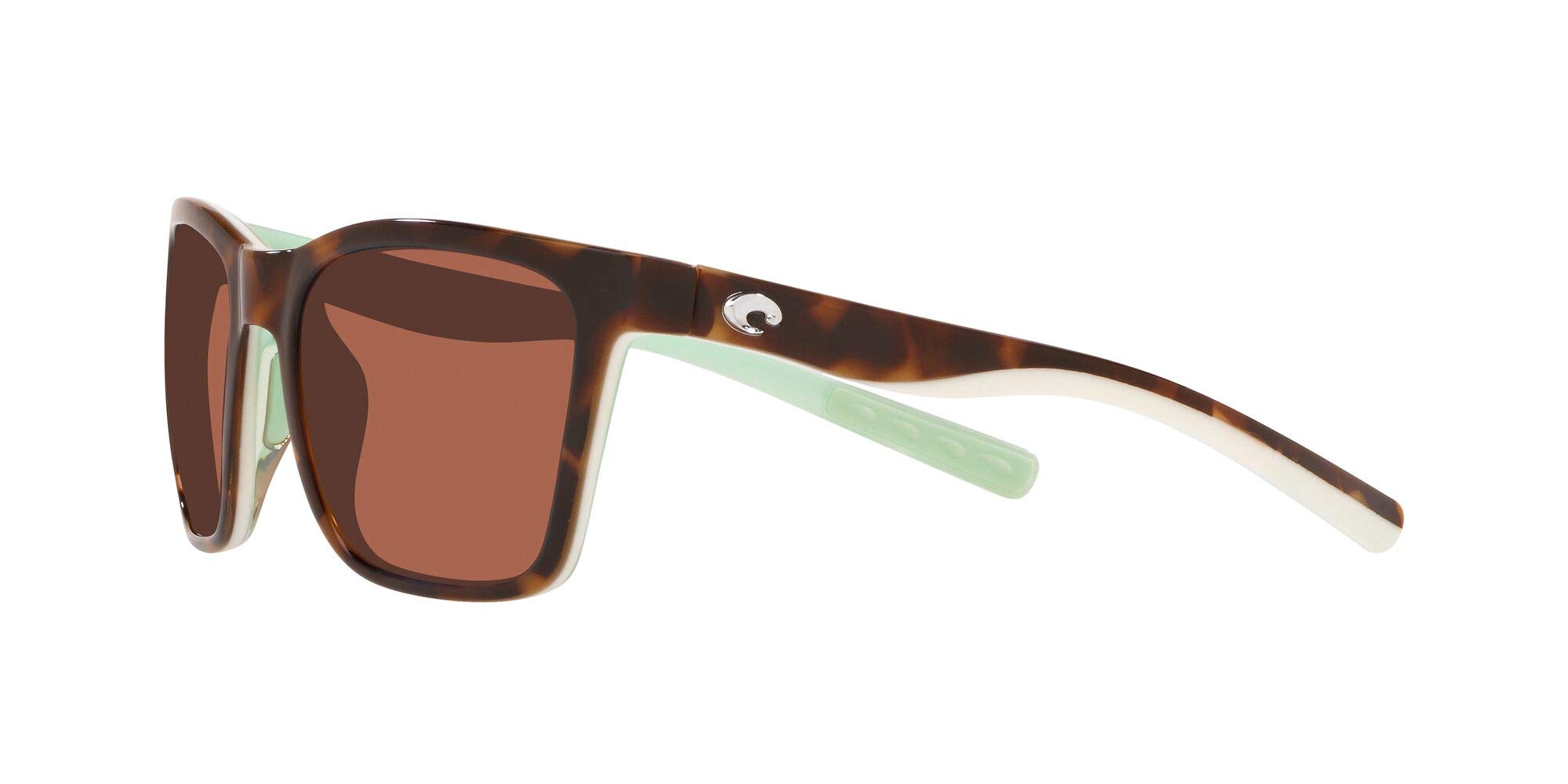 Costa Del Mar Womens Panga Square Sunglasses, Shiny Tort/White/Seafoam/Copper Polarized-580P, 56 mm