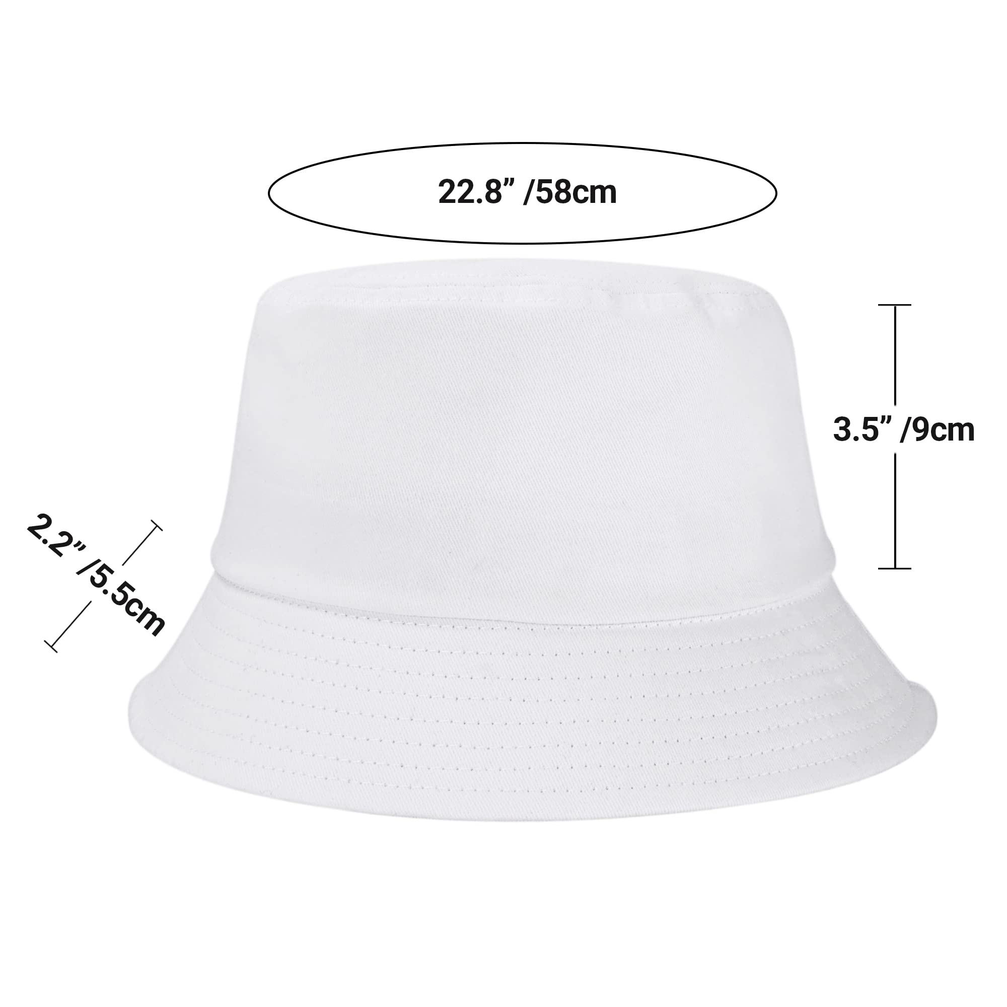 Umeepar Unisex Cotton Packable Bucket Hat Sun Hat Plain Colors for Men Women (1 Plain White)