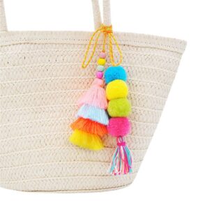 qtmy cute pom pom tassel boho purse charms for handbags bag pendant keyring keychain for women purse decor