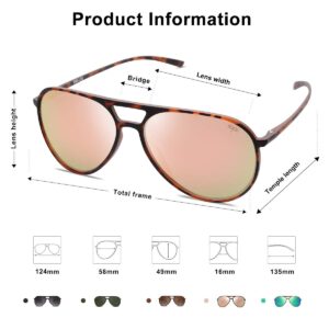 SOJOS Classic Polarized Ultra Lightweight Flexible Men Women Sunglasses JOURNEY SJ2065 with Matt Brown Demi Frame/Pink Mirrored Lens