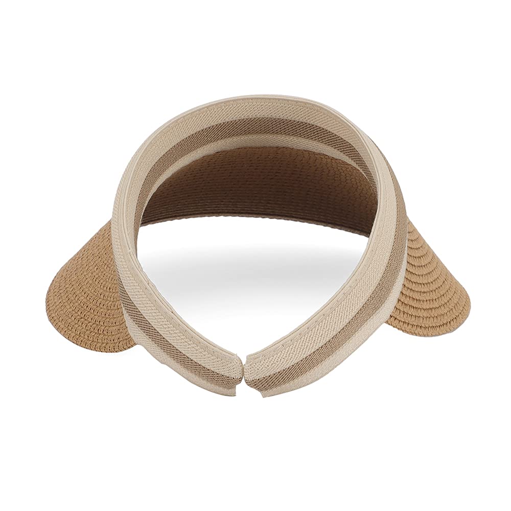 MK MATT KEELY Women's Visor Summer Lady Sun Hat Wide Brim Straw Cap Khaki