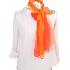 uxcell Long Chiffon Light Wedding Scarf Silky Gradient Color Party Shawl Spring Summer Beach Wrap for Women 63"x19.6" Red Orange Pink