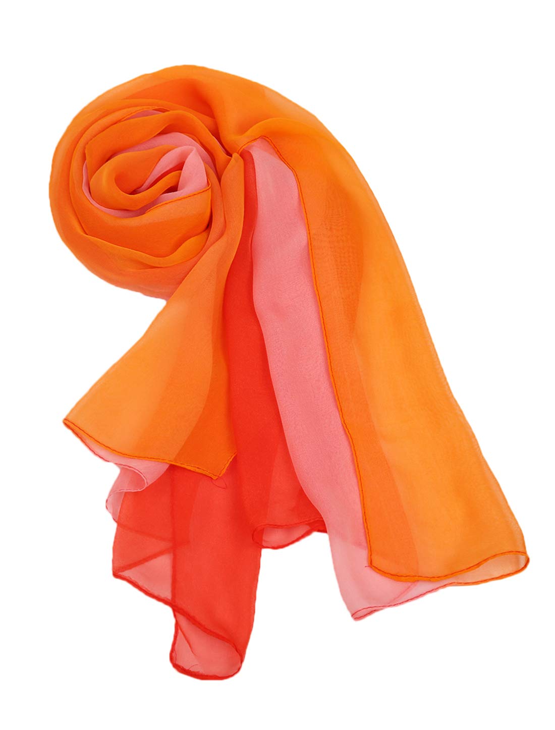 uxcell Long Chiffon Light Wedding Scarf Silky Gradient Color Party Shawl Spring Summer Beach Wrap for Women 63"x19.6" Red Orange Pink