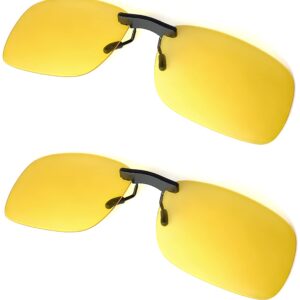 BLUE CUT Clip on Polarized Night Vision, Driving Sunglasses UV 400 Blocker To Wear Over Prescription Glasses