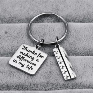 XGAKWD Teacher Appreciation Gift Keychain - Thanks for Making a Difference in My Life Teacher Key Chain for Women Men, Birthday Graduation Christmas Gifts for Teachers (Ruler)