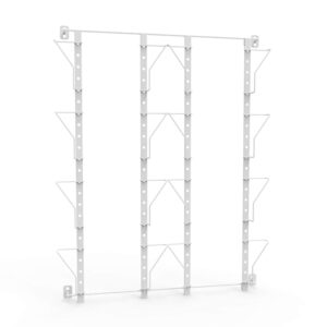 FixtureDisplays® Up to 9.5" Wide 8-Pocket Adjustable Display Rack, Wall Mounted Greeting Post Card Christmas Holiday Card Holders White bars Silver Pockets 11608-WHITE-DOUBLE