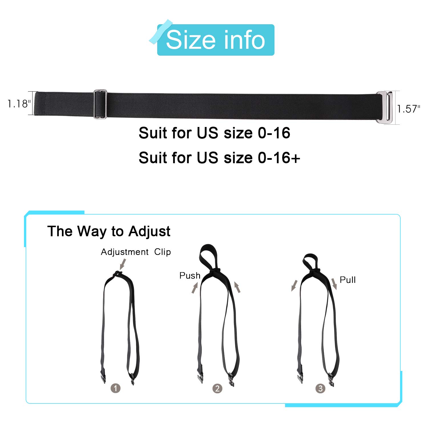 JASGOOD 2 Pack Invisible Women Stretch Belt No Show Elastic Web Strap Belt with Flat Buckle for Jeans Pants Dresses