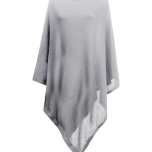 MissShorthair Women's Lightweight Knitted Scarf Poncho Sweater Cape Shawl Versatile Spring Summer Ponchos Wraps Light Grey