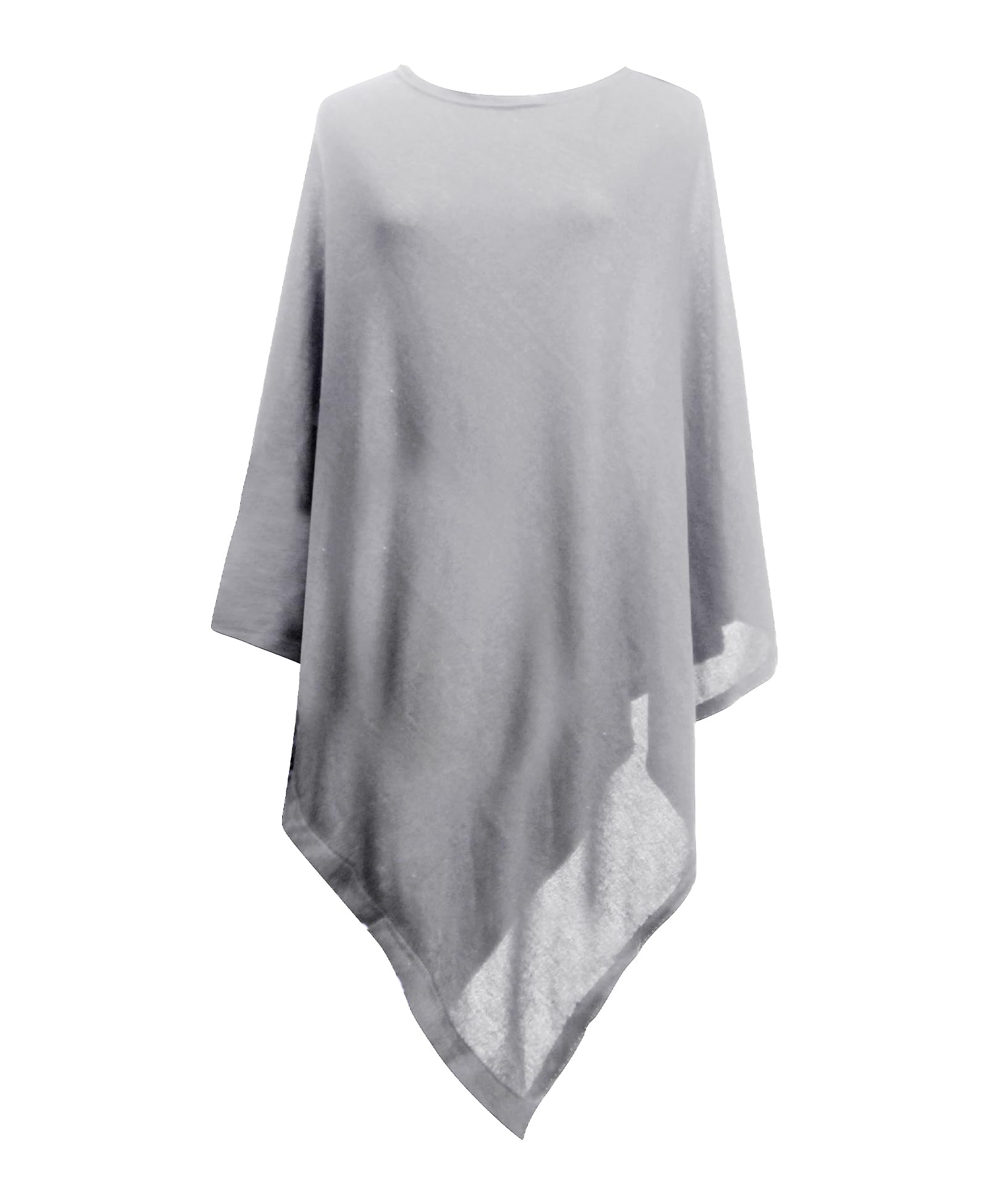 MissShorthair Women's Lightweight Knitted Scarf Poncho Sweater Cape Shawl Versatile Spring Summer Ponchos Wraps Light Grey