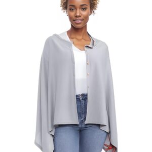 MissShorthair Women's Lightweight Knitted Scarf Poncho Sweater Cape Shawl Versatile Spring Summer Ponchos Wraps Light Grey