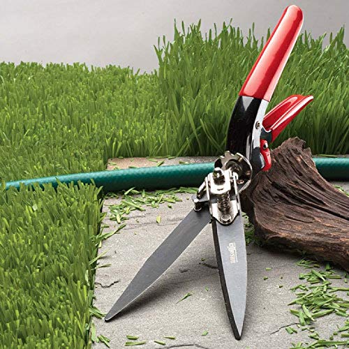 Kings County Tools Grass Trimming Shears | 5-1/4” Steel Blades | Rotating Handle for Angled Cuts | Strong Spring Mechanism | Simple & Secure Safety Lock | Made in Italy