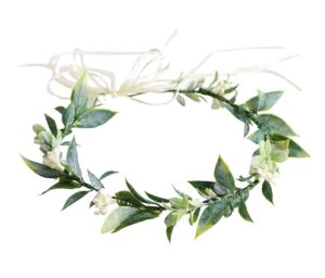 ddazzling green leaf floral crown eucalyptus flower women girls headband flower headpiece bridal halo photo prop (green)