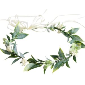 DDazzling Green Leaf Floral Crown Eucalyptus Flower Women Girls Headband Flower Headpiece Bridal Halo Photo Prop (Green)