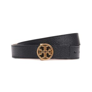 Tory Burch Women's 1" Miller Reversible Belt, Black/Gold, L