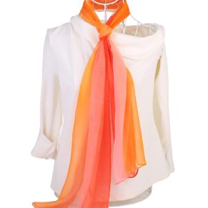 uxcell Long Chiffon Light Wedding Scarf Silky Gradient Color Party Shawl Spring Summer Beach Wrap for Women 63"x19.6" Red Orange Pink