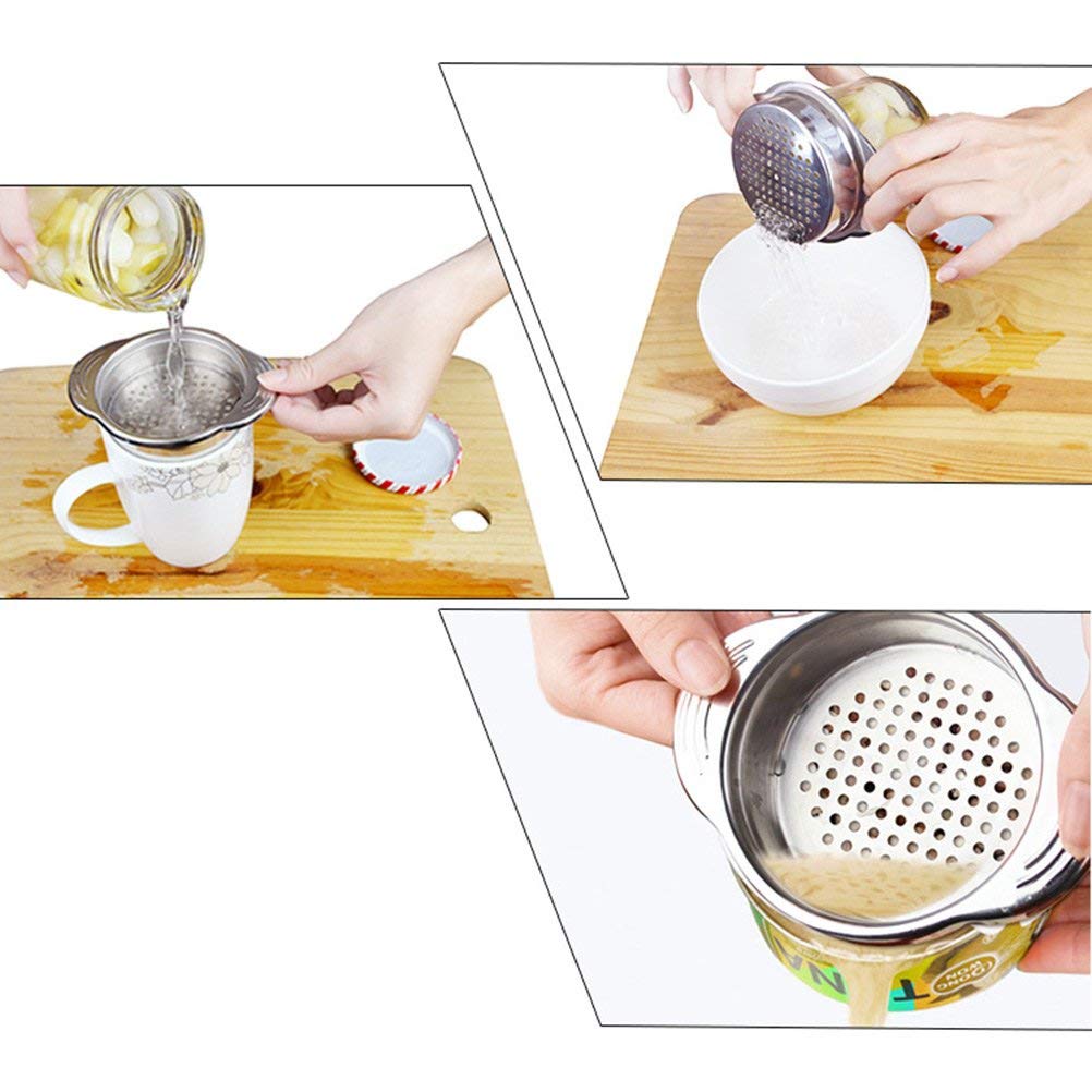 Onwon Tuna Strainer Food-Grade Stainless Steel Sieve Tuna Press Can Lid Oil Drainer Remover Canning Colander Oil Squezzer Easy to Clean Won't Absorb Any Odours