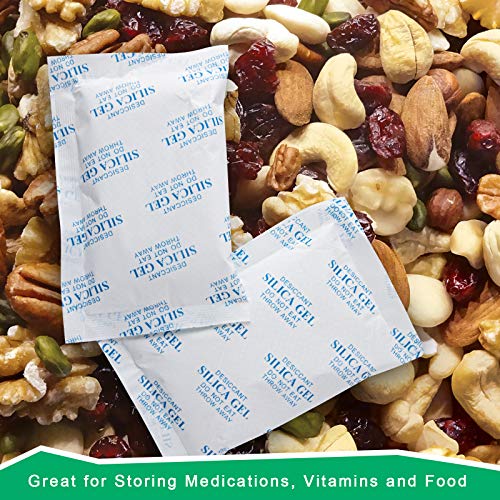 O2frepak 10 Gram(100Packs) Food Grade Moisture Absorbers Silica Gel Packs Desiccant for Storage,Food Safe Dessicant Silica Gel Packets for Moisture Storage Control