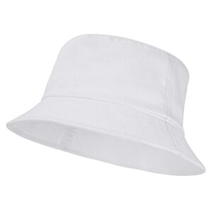 Umeepar Unisex Cotton Packable Bucket Hat Sun Hat Plain Colors for Men Women (1 Plain White)