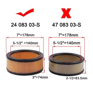 Milttor 24-083-03-S Air Filter 24-083-05-S Pre Filter 52 050 02-S Oil Filter Fit Kohler CH18-CH25 CV18-CV25 CH730-CH740 CV675-CV740 ECH730-ECH749 & PCH740 Command 18HP-25HP OHV Engine