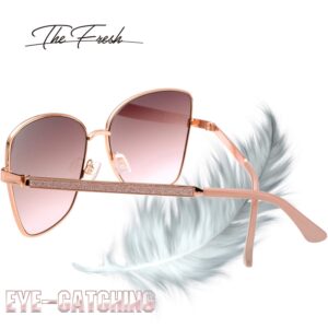 The Fresh Classic Crystal Elegant Women Beauty Design Sunglasses Gift Box (L173-Rose Gold, Brown/Pink)