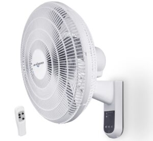 air monster 16 inch wall mount fan with remote control, garage fan, high velocity wall fan, 70 degree oscillating wall fan with remote, 3 speed, adjustable tilt, etl, white