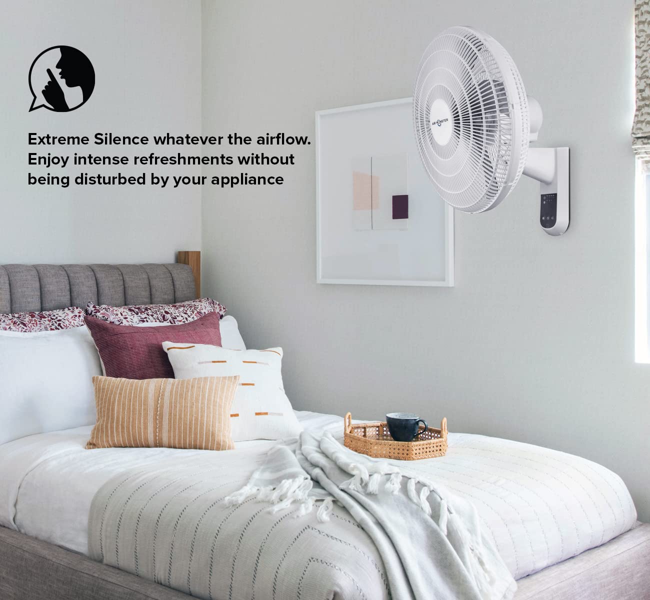 Air Monster 16 Inch Wall Mount Fan with Remote Control, Garage Fan, High Velocity Wall Fan, 70 Degree Oscillating Wall fan with Remote, 3 Speed, Adjustable Tilt, ETL, White