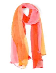 uxcell long chiffon light wedding scarf silky gradient color party shawl spring summer beach wrap for women 63"x19.6" red orange pink