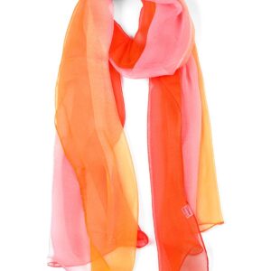 uxcell Long Chiffon Light Wedding Scarf Silky Gradient Color Party Shawl Spring Summer Beach Wrap for Women 63"x19.6" Red Orange Pink