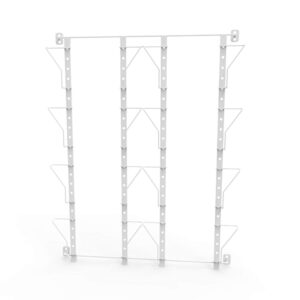 FixtureDisplays® Up to 9.5" Wide 8-Pocket Adjustable Display Rack, Wall Mounted Greeting Post Card Christmas Holiday Card Holders White bars Silver Pockets 11608-WHITE-DOUBLE