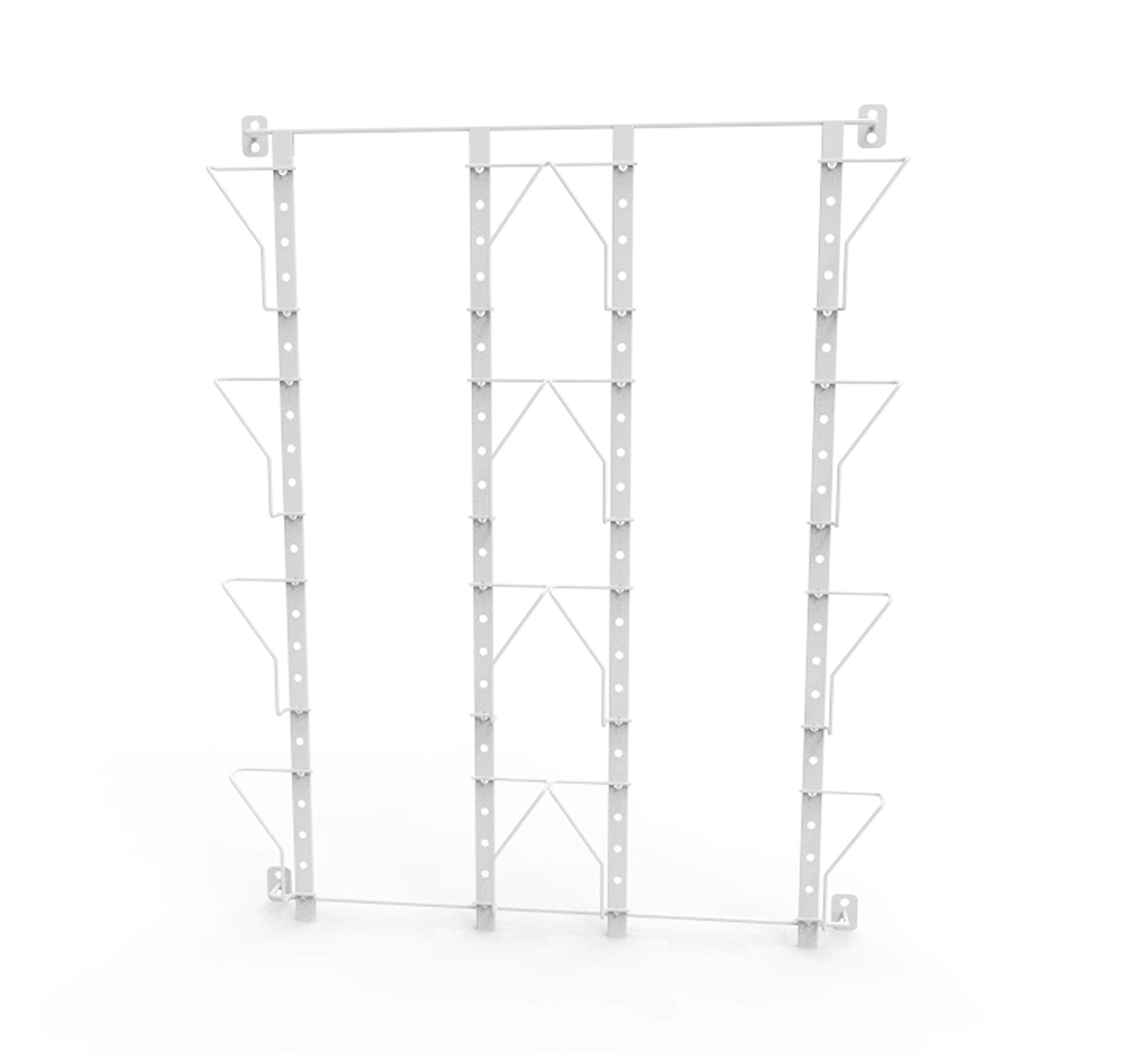 FixtureDisplays® Up to 9.5" Wide 8-Pocket Adjustable Display Rack, Wall Mounted Greeting Post Card Christmas Holiday Card Holders White bars Silver Pockets 11608-WHITE-DOUBLE