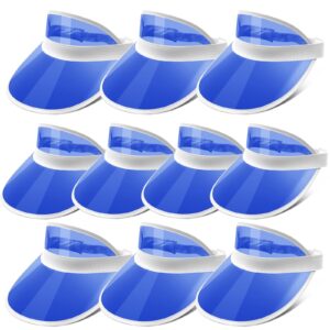 ultrafun unisex candy color sun visors hats plastic clear uv protection cap for sports outdoor activities (blue-10pcs)