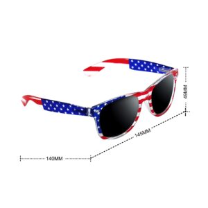 LADY&HOME American Flag Sunglasses for Men and Women,3 Packs Bulk Patriotic Red White and Blue Shades, USA Flag Accessories for July 4th (Transparent)