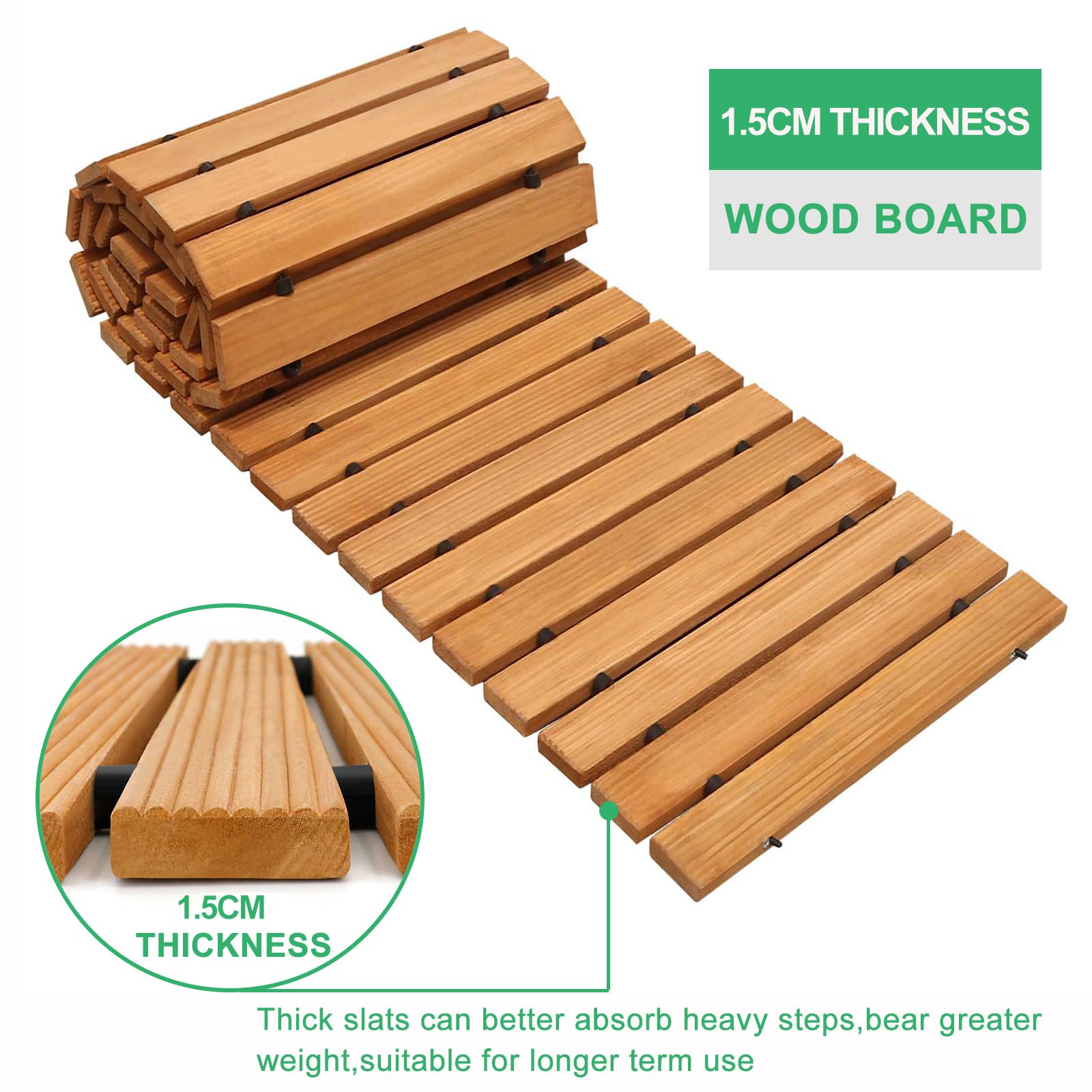 RELIANCER 8' Wooden Garden Pathway,Outdoor Roll Out Cedar Straight Walkway,Patio Path Decorative Garden Boardwalk Walkways,Weather-Resistant Roll Up Beach Wood Road Floor,Wedding Party Pathways