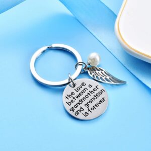 malyunin Grandmother Keychain Grandmom Gifts from Grandson The Love Between Grandmother And Grandson is Forever Keychain Grandmother Grandson Gifts for Valentines Christmas Birthday