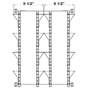 FixtureDisplays® Up to 9.5" Wide 8-Pocket Adjustable Display Rack, Wall Mounted Greeting Post Card Christmas Holiday Card Holders White bars Silver Pockets 11608-WHITE-DOUBLE