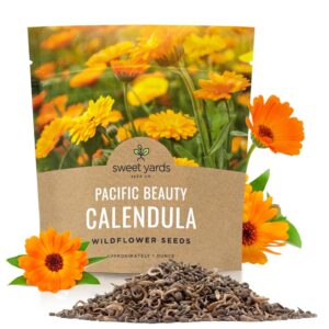 calendula ‘pacific beauty mix’ – extra large packet – over 3,000 open pollinated non-gmo wildflower seeds – calendula officinalis