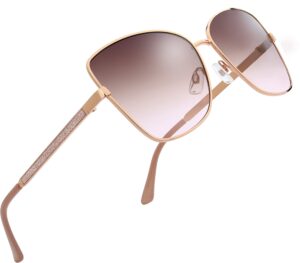 the fresh classic crystal elegant women beauty design sunglasses gift box (l173-rose gold, brown/pink)